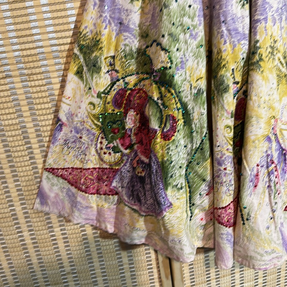 Christopher Fischer 100% Cotton Painted Victorian Cinderella Circle Skirt Medium - Picture 4 of 16